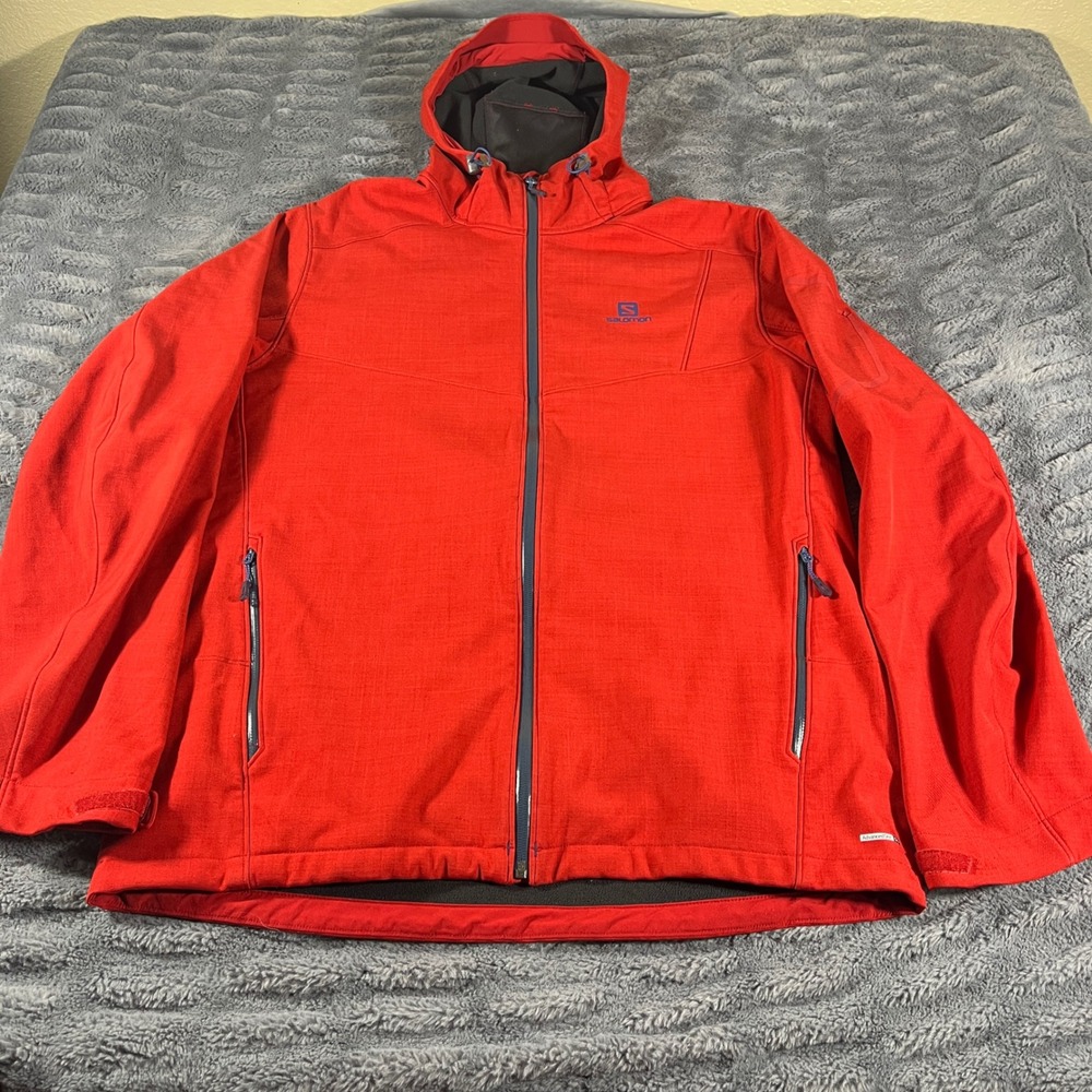 Salomon AdvancedSkin Dry 10K/10K Hooded Softshell Ski Jacket Red Mens XL AN982